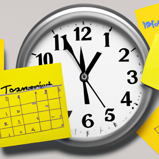 A clock and calendar with sticky notes, representing effective time management