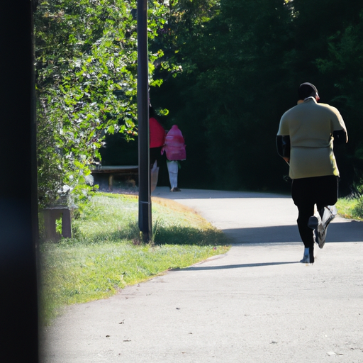 Image of a person jogging in a park, promoting physical activity